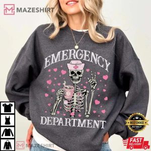 Valentine Nurse Emergency Department Skeleton T Shirt (2)