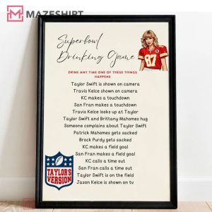 Taylor Swift Superbowl Drinking Game Poster