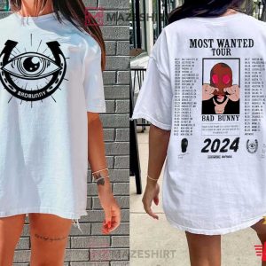 Bad Bunny Most Wanted Tour 2024 Real Fan Merch T Shirt (1)