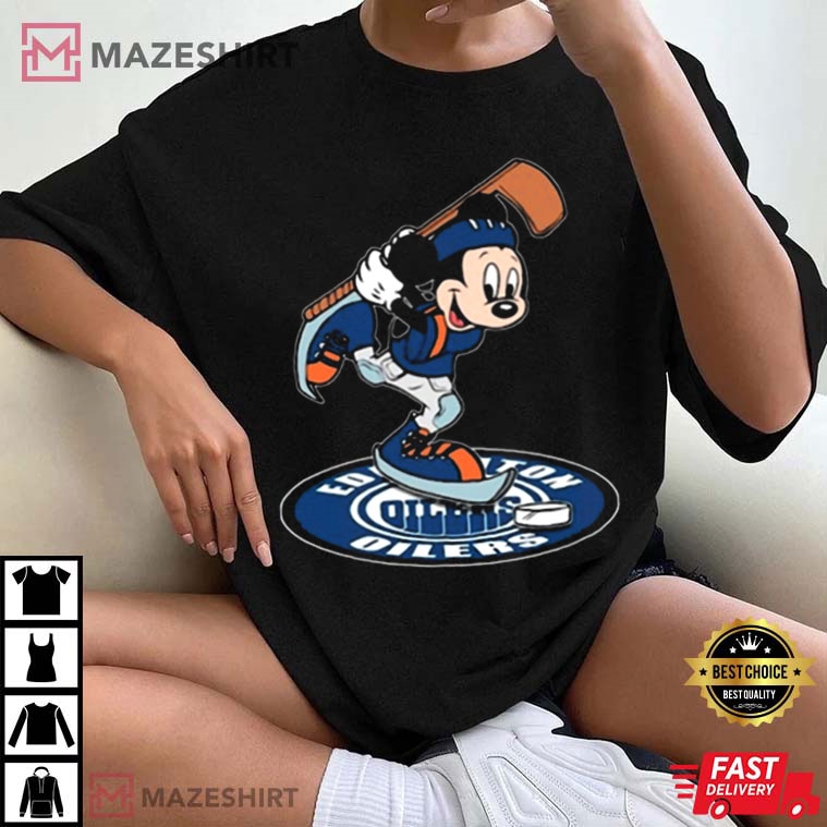Mickey NHL Hockey Edmonton Oilers Disney T-Shirt Mickey NHL Hockey Edmonton Oilers Disney T-Shirt