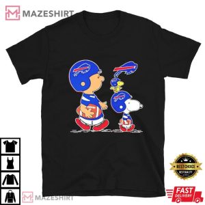 Charlie Brown Snoopy And Woodstock Buffalo Bills Football T Shirt (1)