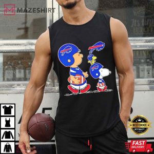 Charlie Brown Snoopy And Woodstock Buffalo Bills Football T Shirt (3)