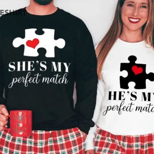 My Perfect Match Valentines Gift Matching Couples Shirt (2)