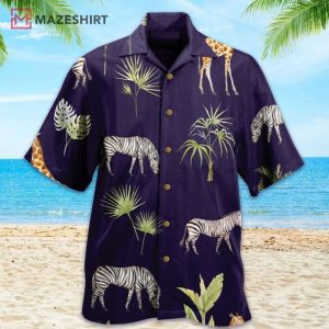 African Animal Zebra Giraffe Hawaiian Shirt