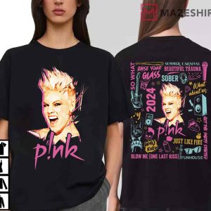 Pink Australian Music Tour 2024 Just like Fire T Shirt (1)