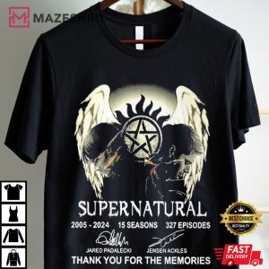 Supernatural 15 Seasons 327 Episodes Thank You For The Memories T Shirt (1)