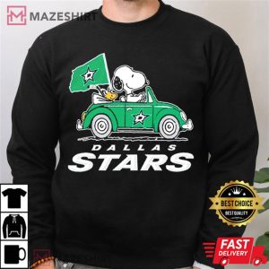Snoopy and Woodstock Driving car Dallas Stars Hockey T Shirt (4)