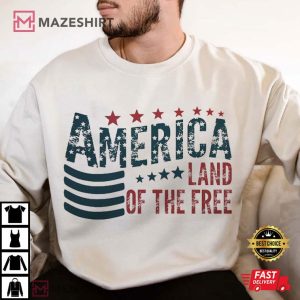 Land Of The Free 4th Of July American Flag T Shirt (1)