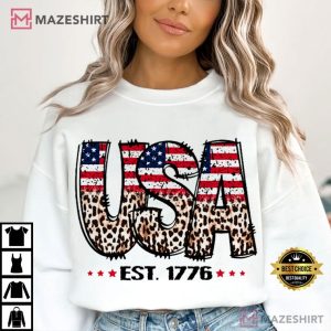 Leopard USA Est. 1776 4th of July T Shirt (1)