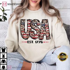 4th of July Leopard Fourth Of July T Shirt (1)