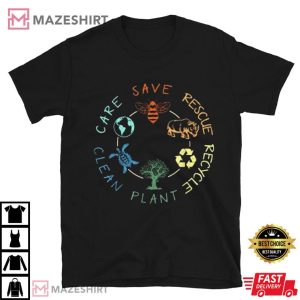 Earth Day Save Bees Rescue Animals Recycle Plastic T Shirt (3)