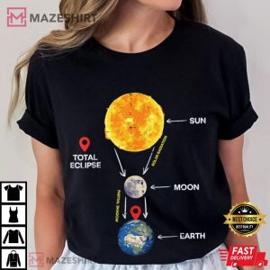 Sun Moon Earth Total Solar Eclipse 2024 April T Shirt (2)