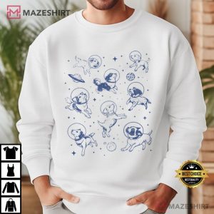 Dogs In Space Funny Galaxy Retro T Shirt (4)