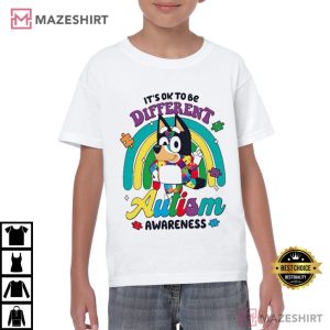 Autism Awareness Bluey It's Ok To Be Different T Shirt (3)