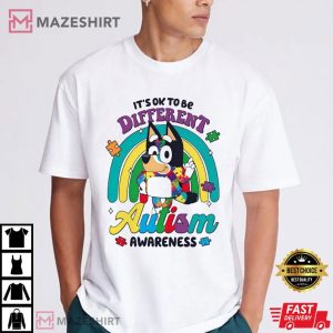 Autism Awareness Bluey It's Ok To Be Different T Shirt (5)