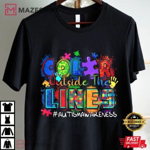 Autism Awareness Color Outside The Lines Neurodiversity T Shirt (3)