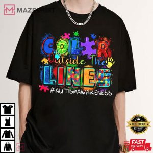 Autism Awareness Color Outside The Lines Neurodiversity T Shirt (4)