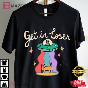 Cat Step In Loser Alien UFO T Shirt (1)
