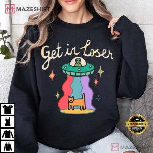 Cat Step In Loser Alien UFO T Shirt (4)