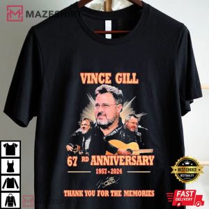 Vince Gill 67rd Anniversary 1957 2024 Thank You For The Memories T Shirt (1)