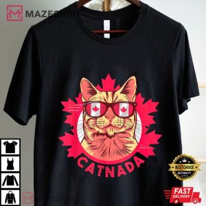 Catnada Cat Maple Leaf Canada Independence Day T Shirt (1)