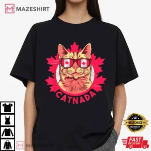 Catnada Cat Maple Leaf Canada Independence Day T Shirt (2)
