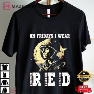 On Fridays I Wear Red Support American Troops T Shirt (1)