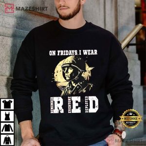 On Fridays I Wear Red Support American Troops T Shirt (3)