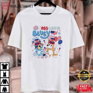 Red White Bluey 4th of July T Shirt (1)