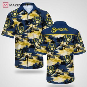 Milwaukee Brewers Tropical Island Blue Yellow Hawaii Shirt
