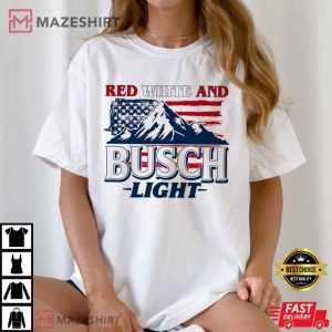Red White and Busch Light 4th of July Patriotic T Shirt (2)