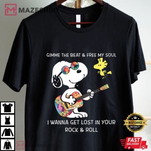 Snoopy And Woodstock Gimme The Beat Free My Soul T Shirt (1)