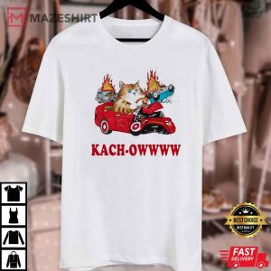 Kach Owwww Cat Crashing Cars T Shirt (1)