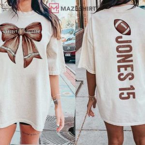 Football Mom With Custom Kid's Name and Number T Shirt (2)