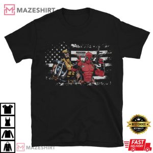 Deadpool and Wolverine Dynamic Duo US Flag T Shirt (4)