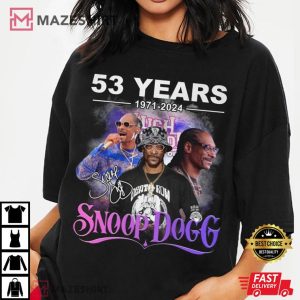 Snoop Dogg Rapper 53 Years 1971 2024 T Shirt (1)