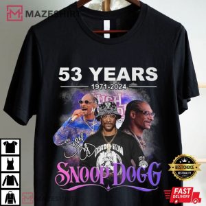Snoop Dogg Rapper 53 Years 1971 2024 T Shirt (4)
