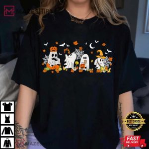 Ghost Drinking Coffee Halloween Fall Bookish T Shirt (2)