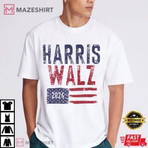 Harris Walz 2024 US Flag T Shirt (2)