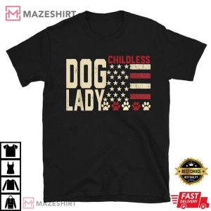 Childless Dog Lady Vote 2024 US Flag Democratic T Shirt (2)