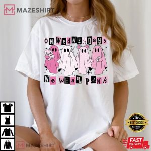 On Wednesday We Wear Pink Halloween Ghosts Mean Girls T Shirt (4)