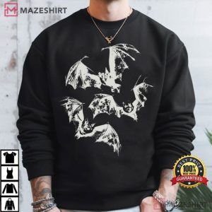 Three Bats Retro Gothic Dark Art T Shirt (3)