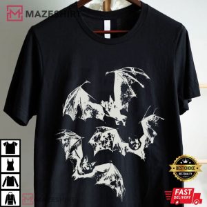 Three Bats Retro Gothic Dark Art T Shirt (4)