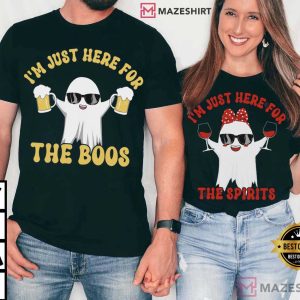 The Boos The Spirits I'm Just Here For Halloween Couples Shirt (1)