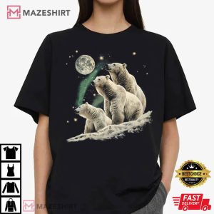 Three Polar Bears With Moon T Shirt