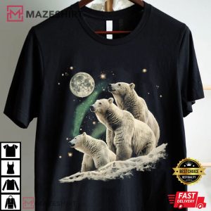 Three Polar Bears With Moon T Shirt