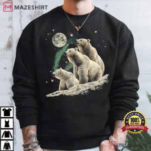 Three Polar Bears With Moon T Shirt