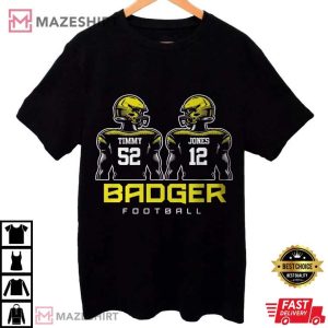 2 Player Badger Football Custom Name And Number T Shirt (1)