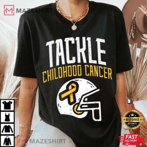 Tackle Childhood Cancer Helmet Ribbon Awareness Support T Shirt (2)