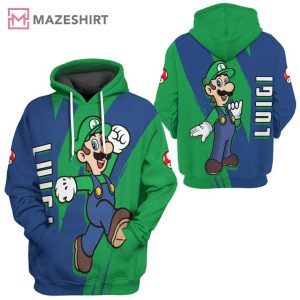 Happy Luigi Super Mario Custom Name 3D Hoodie 2